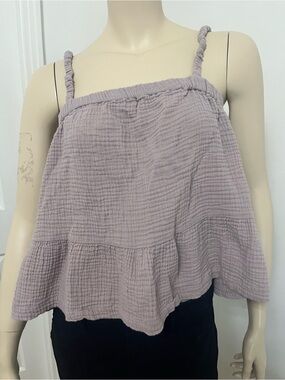 Grade &Gather Ruched Spaghetti-Strap Ruffle Hem Camisole - Lavender
